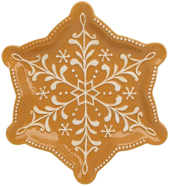 Набор керамических тарелок Пряничная Снежинка 4 шт. 26х23 см