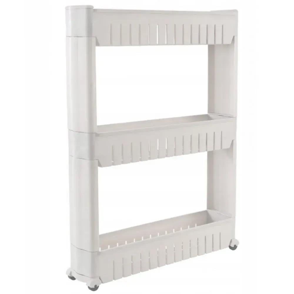 Полка этажерка для ванной на колесах Бежевый Полка этажерка для ванной на колесах Бежевый