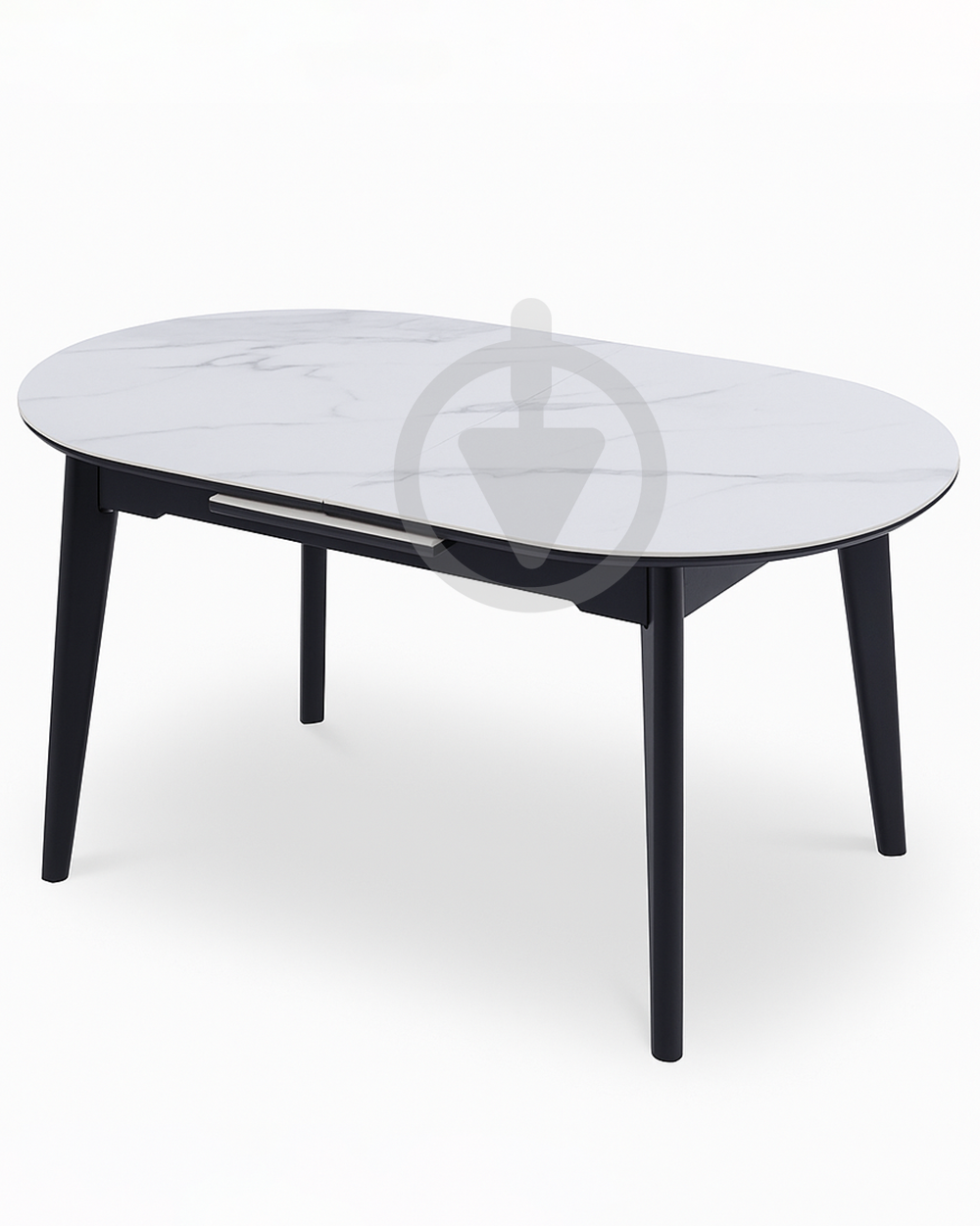 Стіл кухонний розкладний овальний AVVS tech Loft кераміка гленмор 160х90/200х90 см Білий Мармур/Чорний Стіл кухонний розкладний овальний AVVS tech Loft кераміка гленмор 160х90/200х90 см Білий Мармур/Чорний