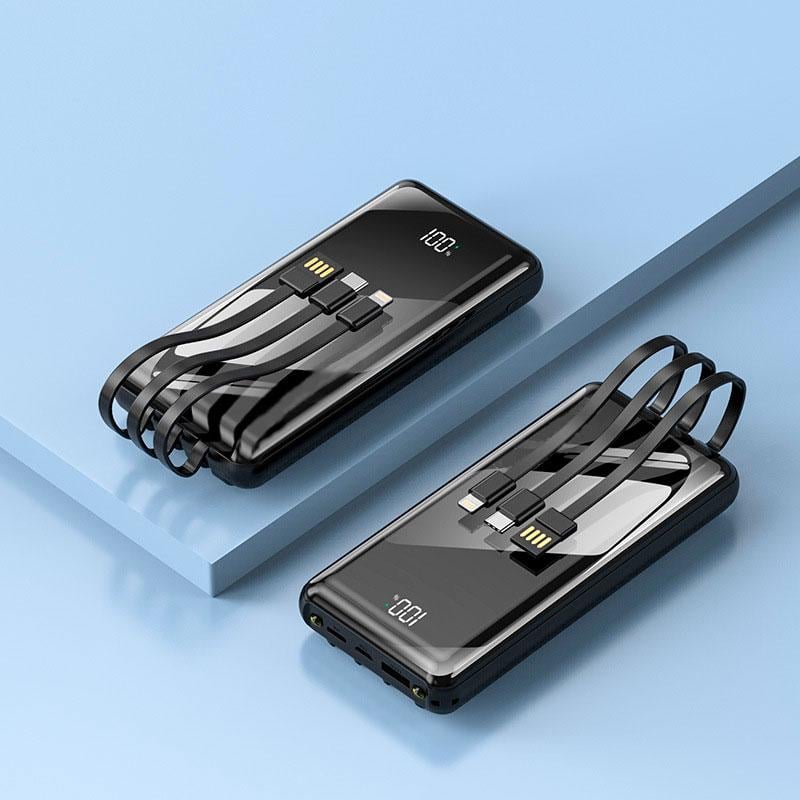 Повербанк SKF D25 на 20000 мАг PD C 3,0 22,5W c ліхтариком вбудовані кабелю Чорний - фото 2 Повербанк SKF D25 на 20000 мАг PD C 3,0 22,5W c ліхтариком вбудовані кабелю Чорний - фото 2