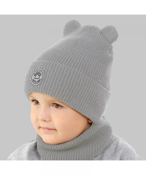 Комплект шапка та шарф дитячий Elf Ганс р. 50 Сірий джинсовий (OK001115)