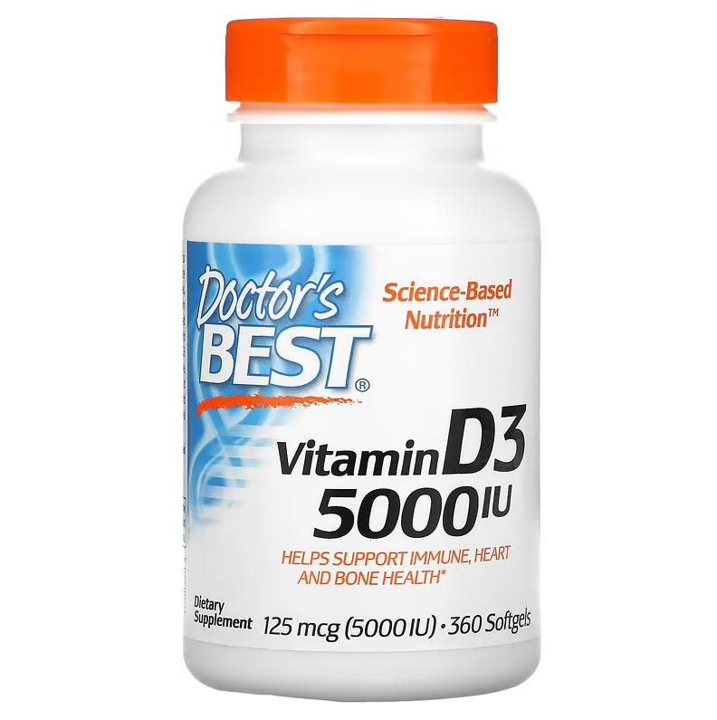 Вітаміни Doctor's Best Vitamin D3 125 мкг 5000 IU 360 капсул