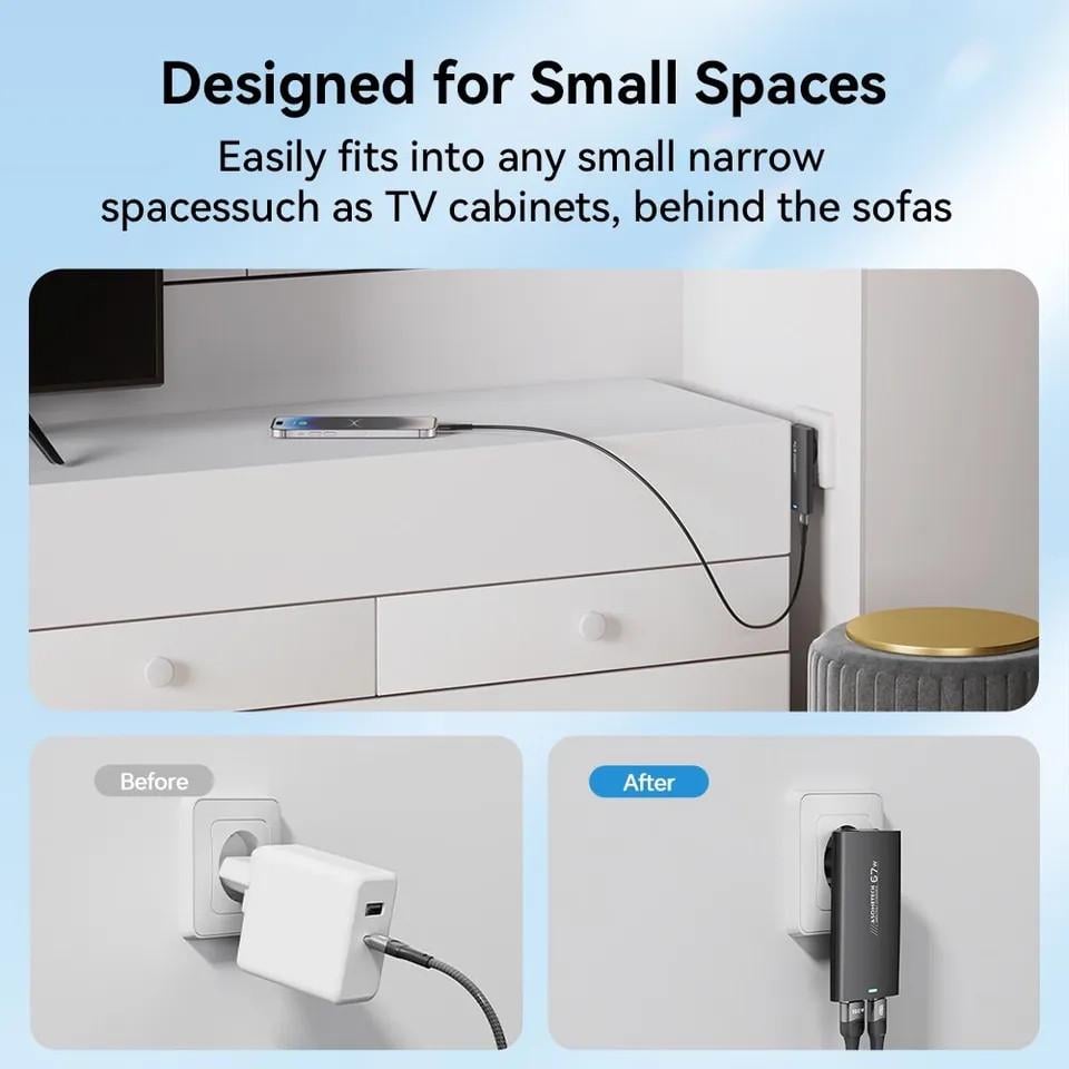 Зарядний пристрій мережевий Asometech GaN 67W USB+Type-C Fast Charger Compact Black (25397250) - фото 5 Зарядний пристрій мережевий Asometech GaN 67W USB+Type-C Fast Charger Compact Black (25397250) - фото 5