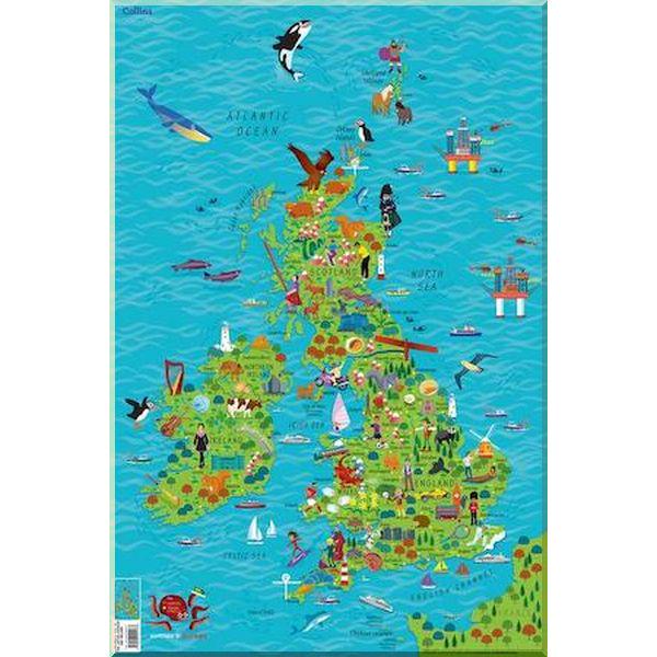 Книга Collins "Collins Children's Wall Map of the United Kingdom and Ireland" (ISBN:9780008212087)