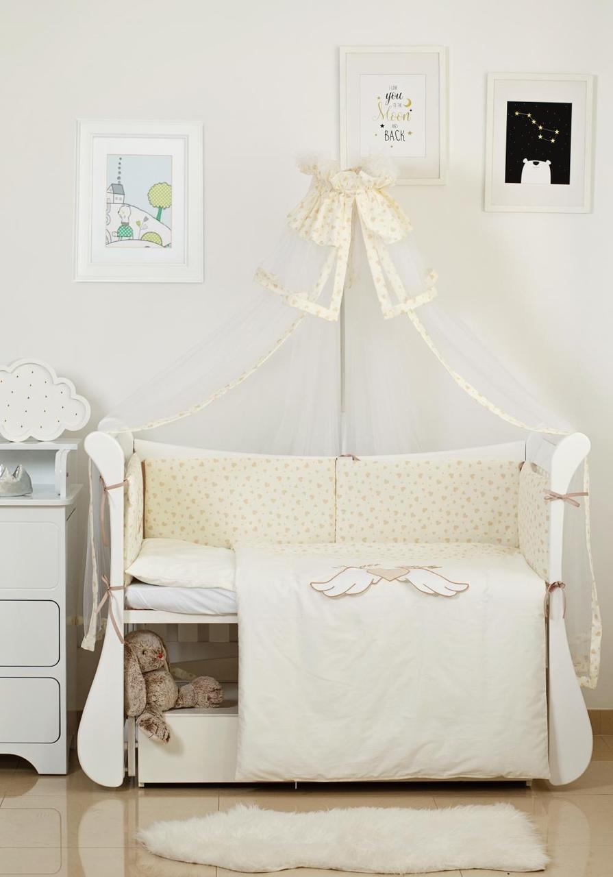 Комплект постельного белья детский Twins Evo Angel Baby с балдахином 7 элементов Бежевый (T9933)