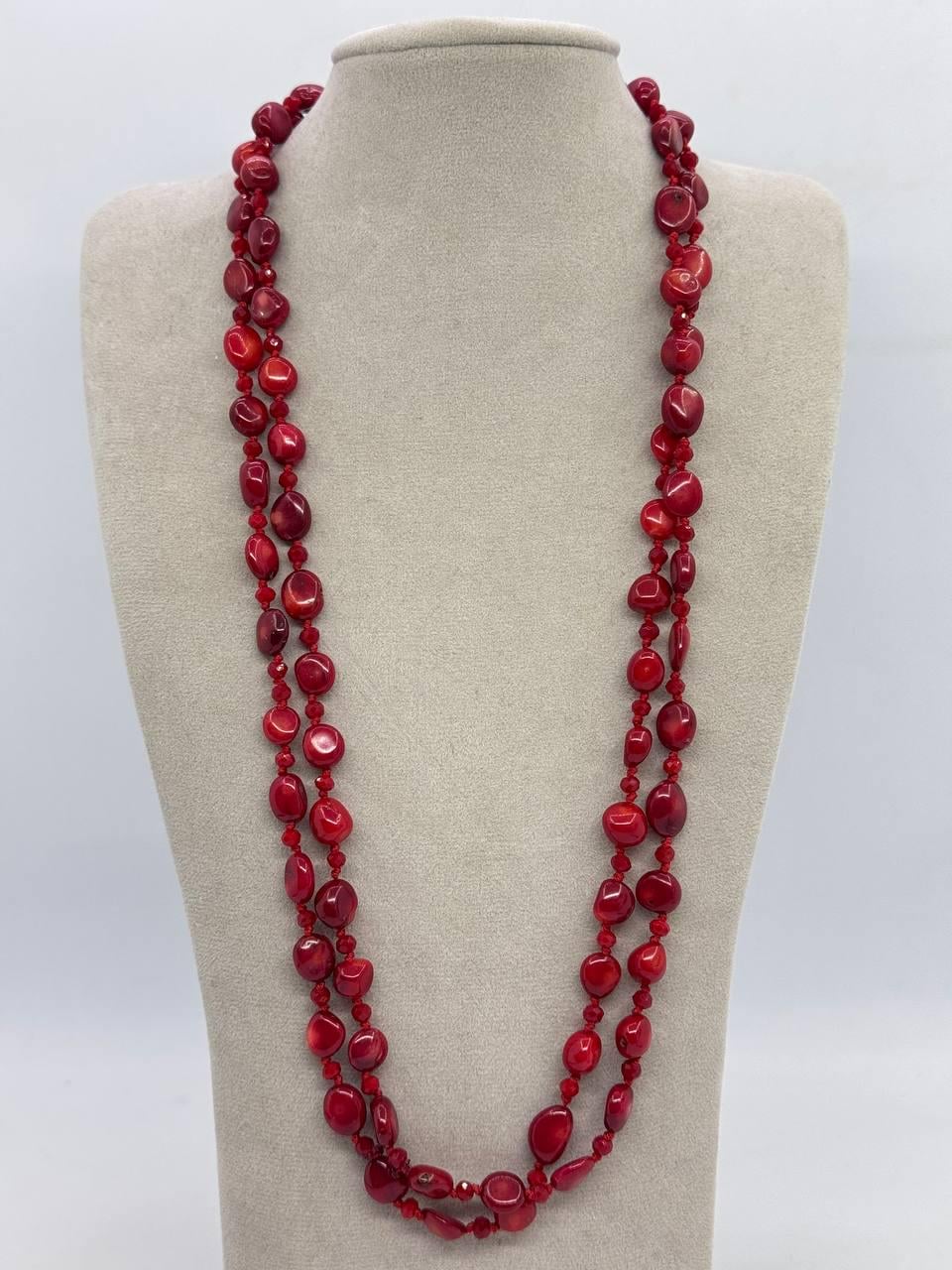 Бусы коралл 120 см Красный (12202)