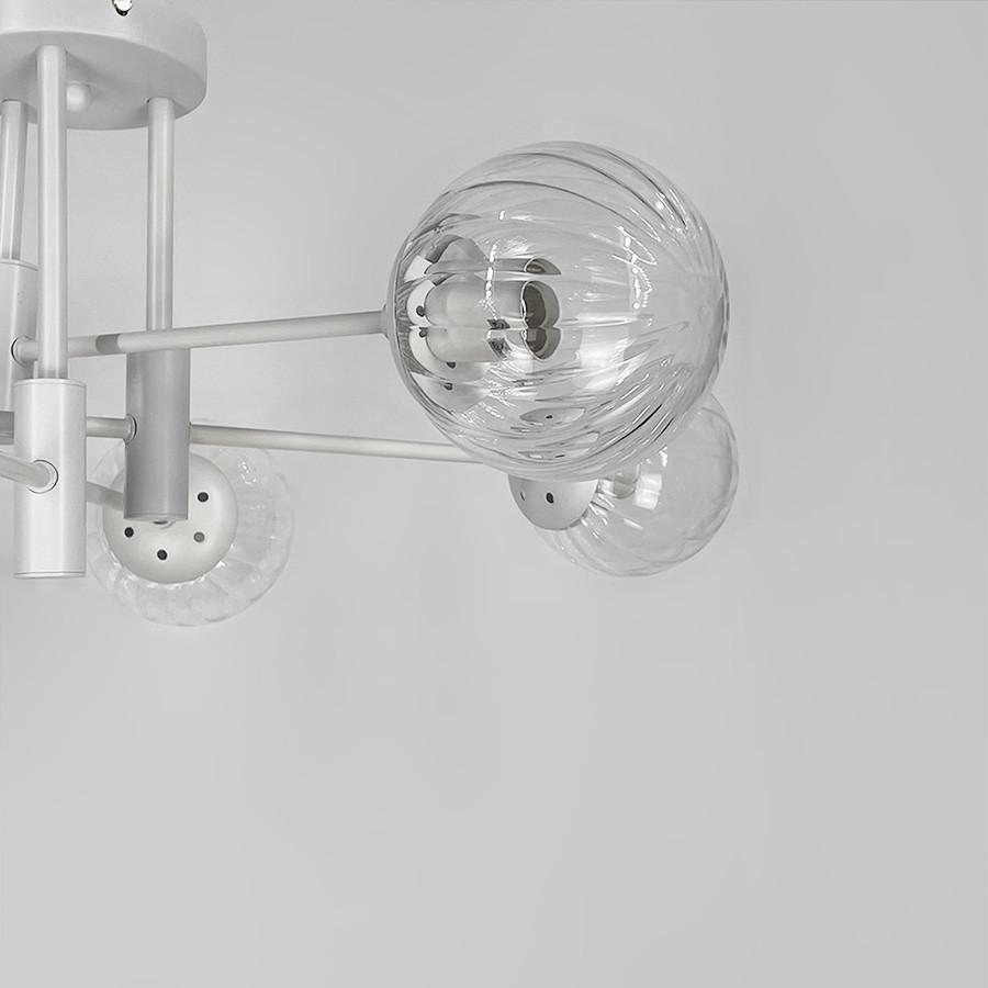 Люстра стельова на 6 прозорих плафонів Білий (51797/6 WT+CL) - фото 2