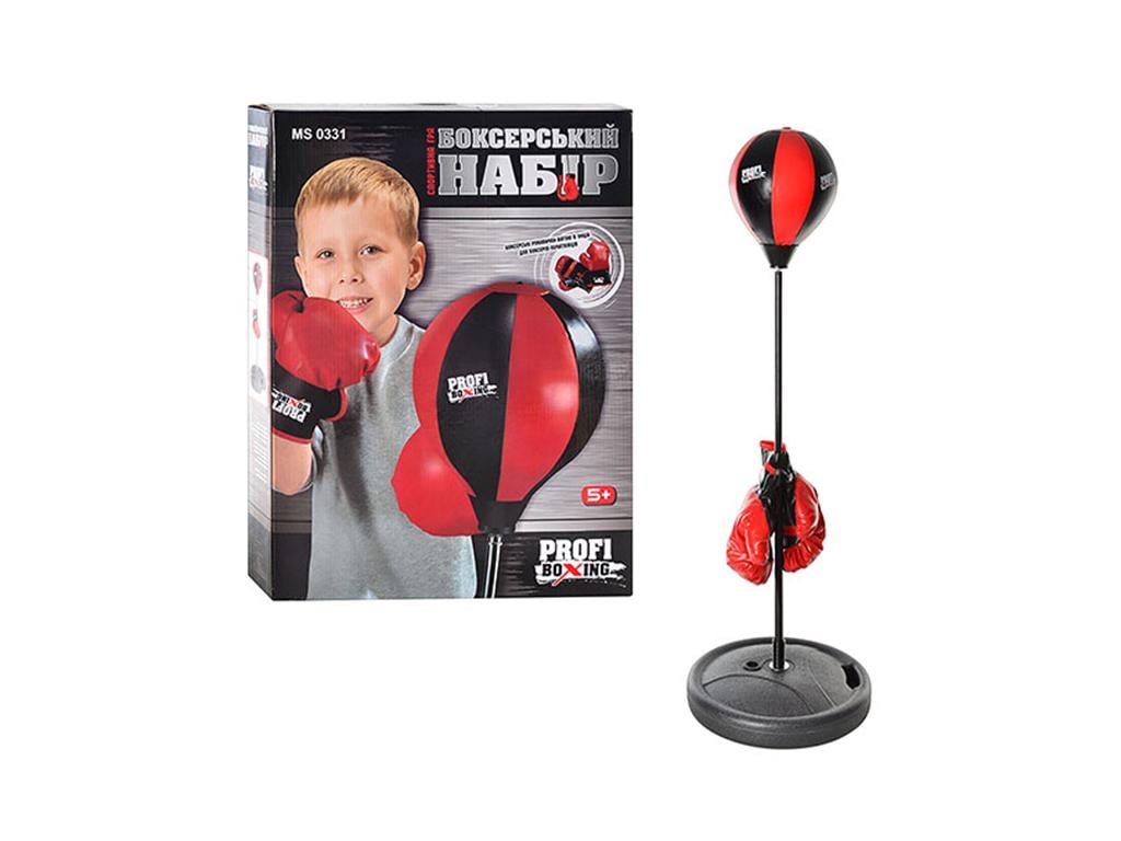 Дитячий набір боксерський Profi на стійці 110 см рукавички Чорно-червоний (MS 0331)