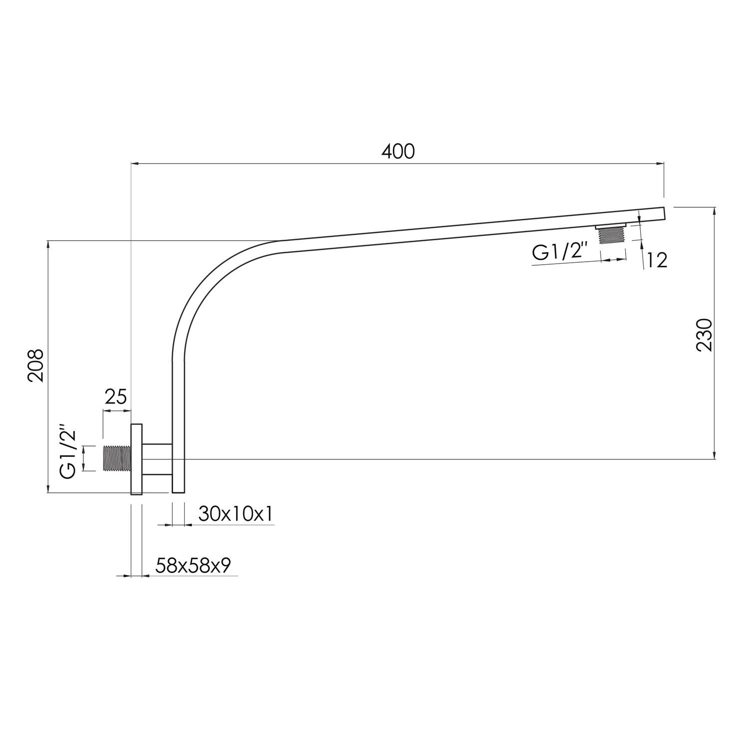 Кронштейн настенный для душа Imprese SH01-3010400B 30х10х400 мм Латунь (ANT-52747) - фото 2