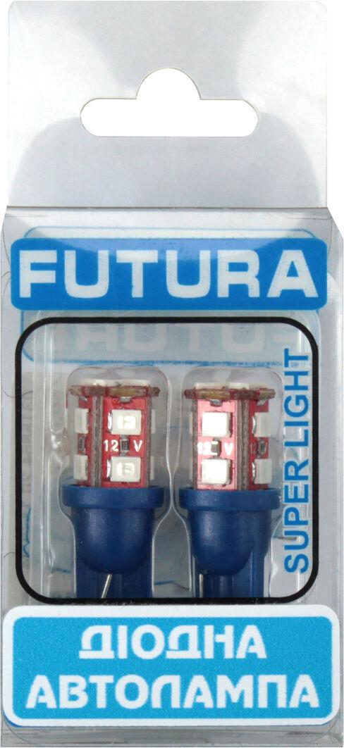 Лампочка FUTURA без цоколя LED T10 W5W SMD 12 диодов 12V W2.1x9.5d 2 шт. Синий (70512)