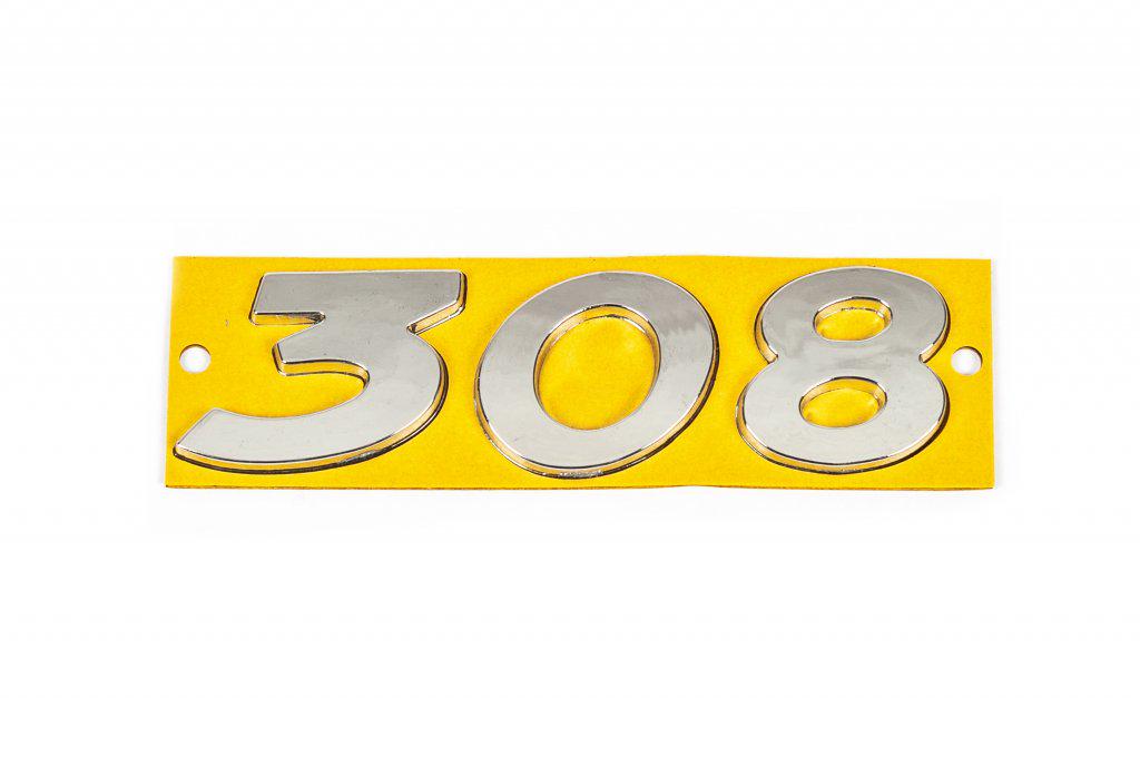 Надпись 308 Davs Auto для Peugeot 308 2007-2013 гг. abs-пластик Хром