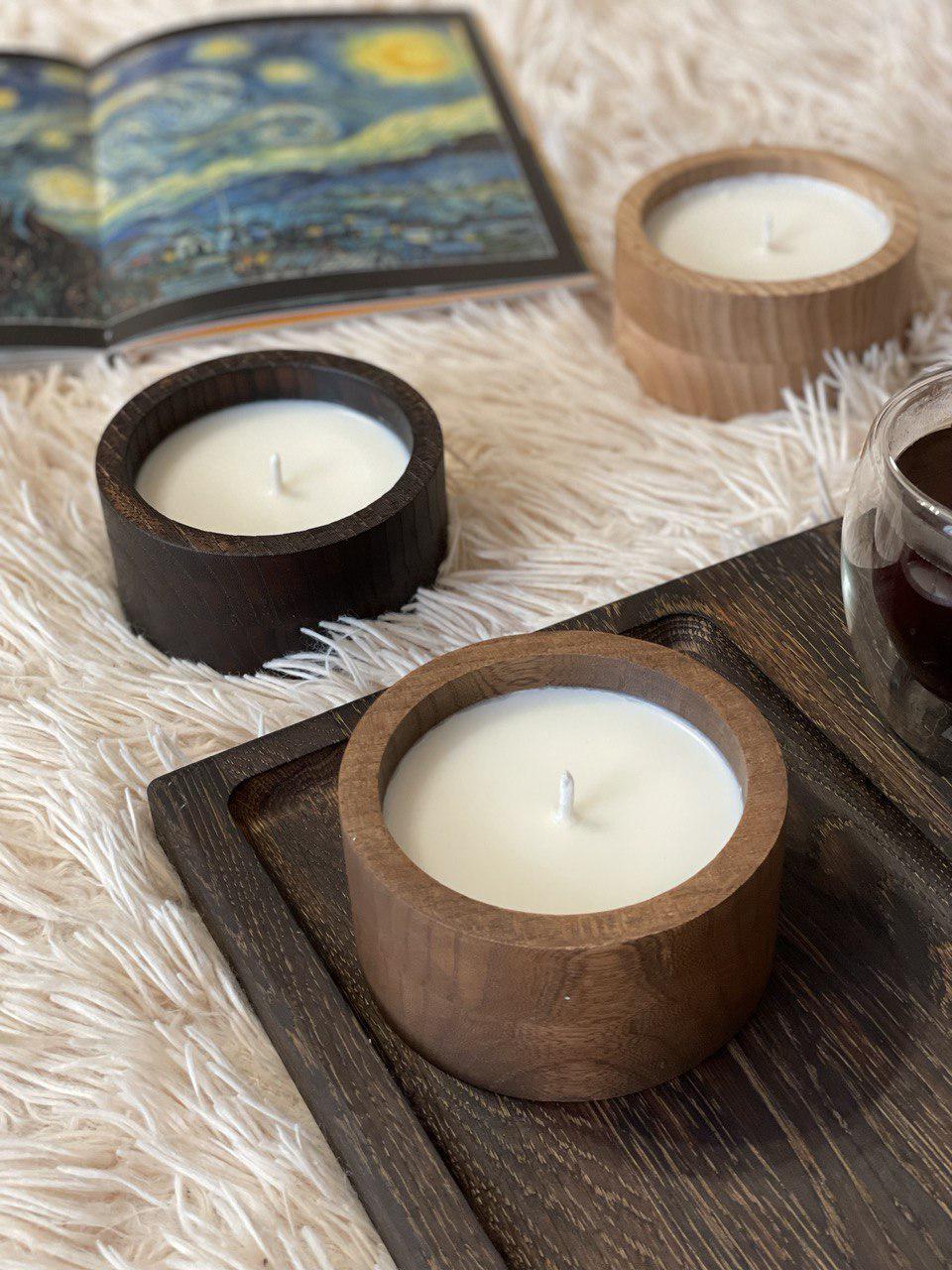 Набір соєвих ароматизованих свічок з бавовняним гнотом CLASSICAL 3 шт. в дерев'яних ємностях (9361222)