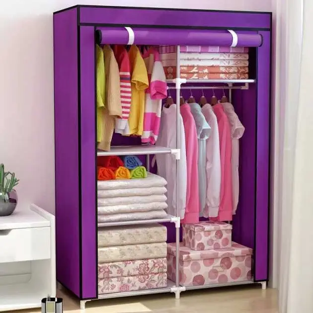 Тканевый шкаф складной Storage WARDROBE 88105 на 2 секции 105x45x170 см Фиолетовый (28207216) - фото 2