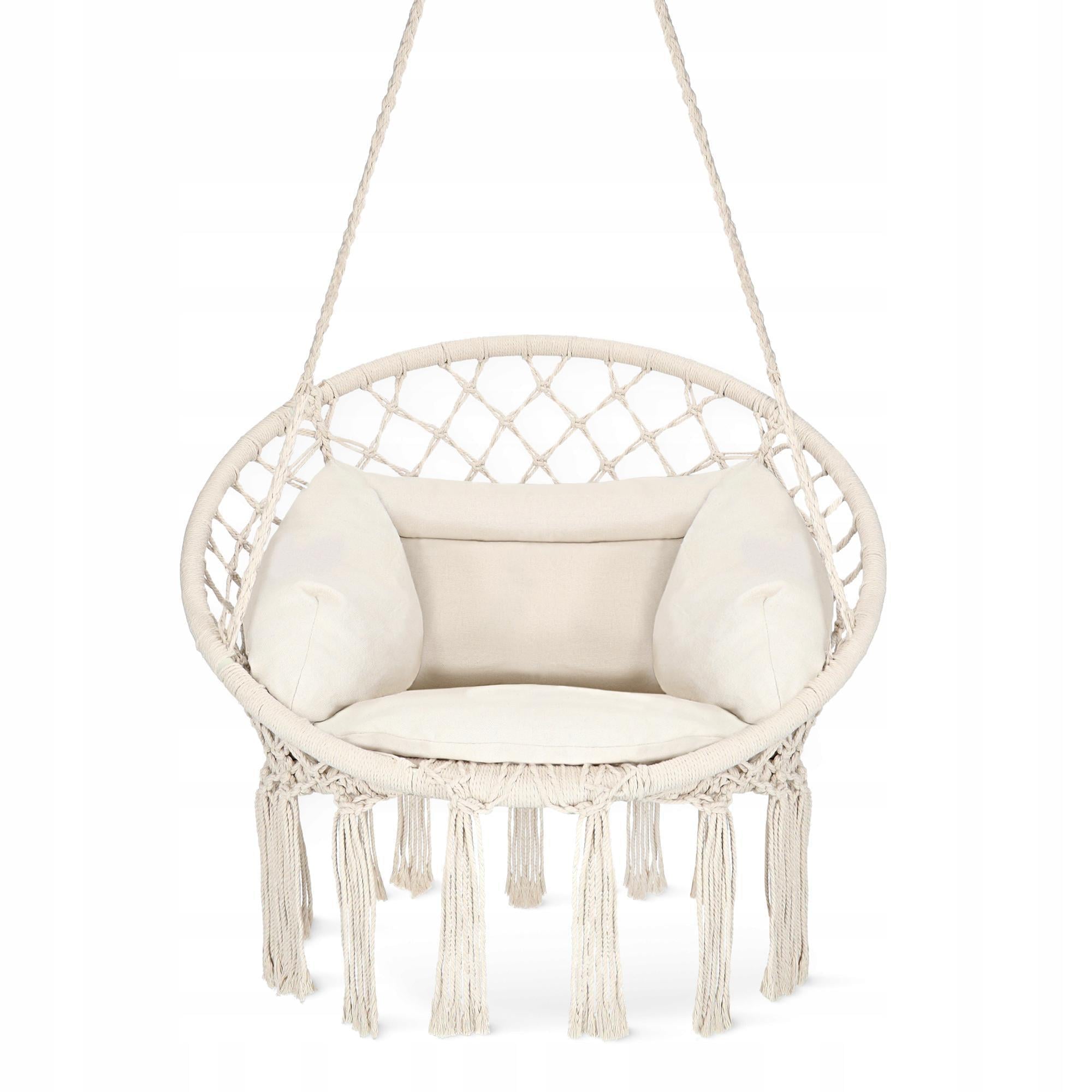 Крісло-гойдалка підвісне 4fizjo Boho Dream з подушкою плетене 80 см Beige (P-5905973404549)