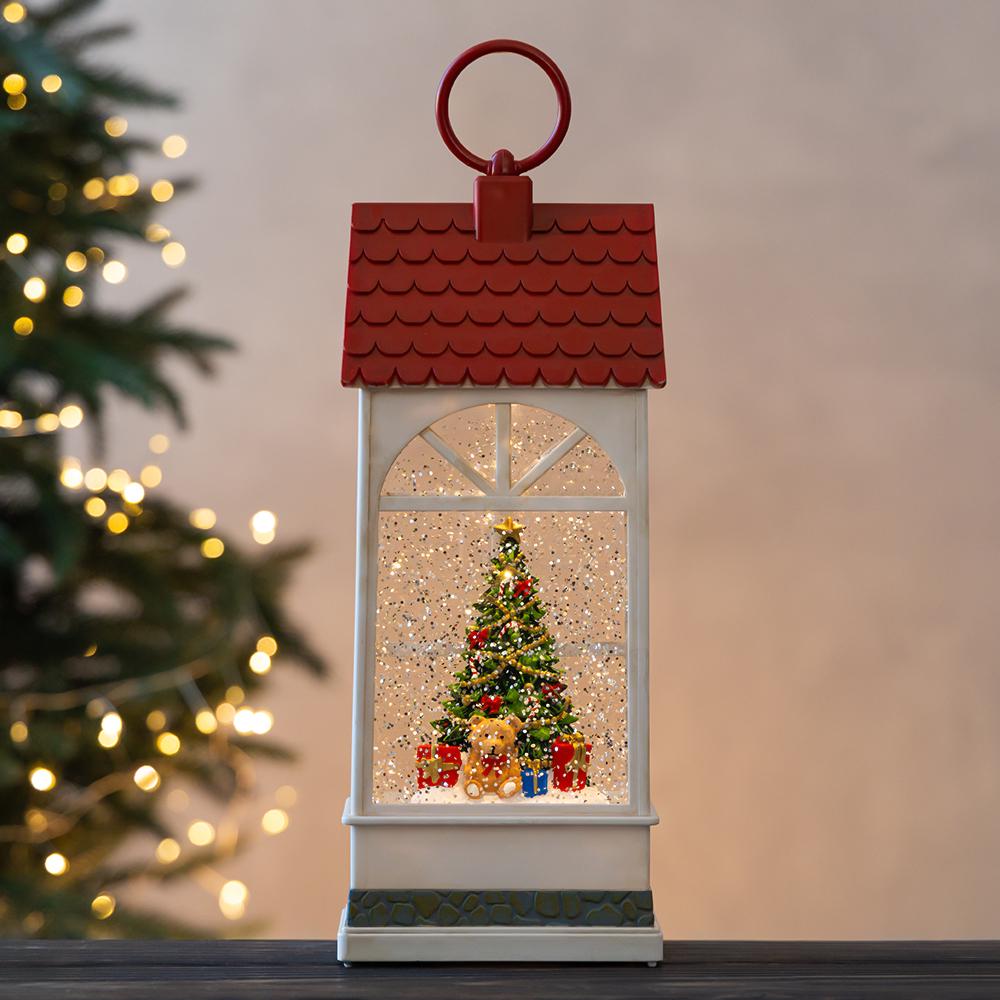 Новогодний фонарь с подсветкой и музыкой Праздничная елка 31 см (9240-008)