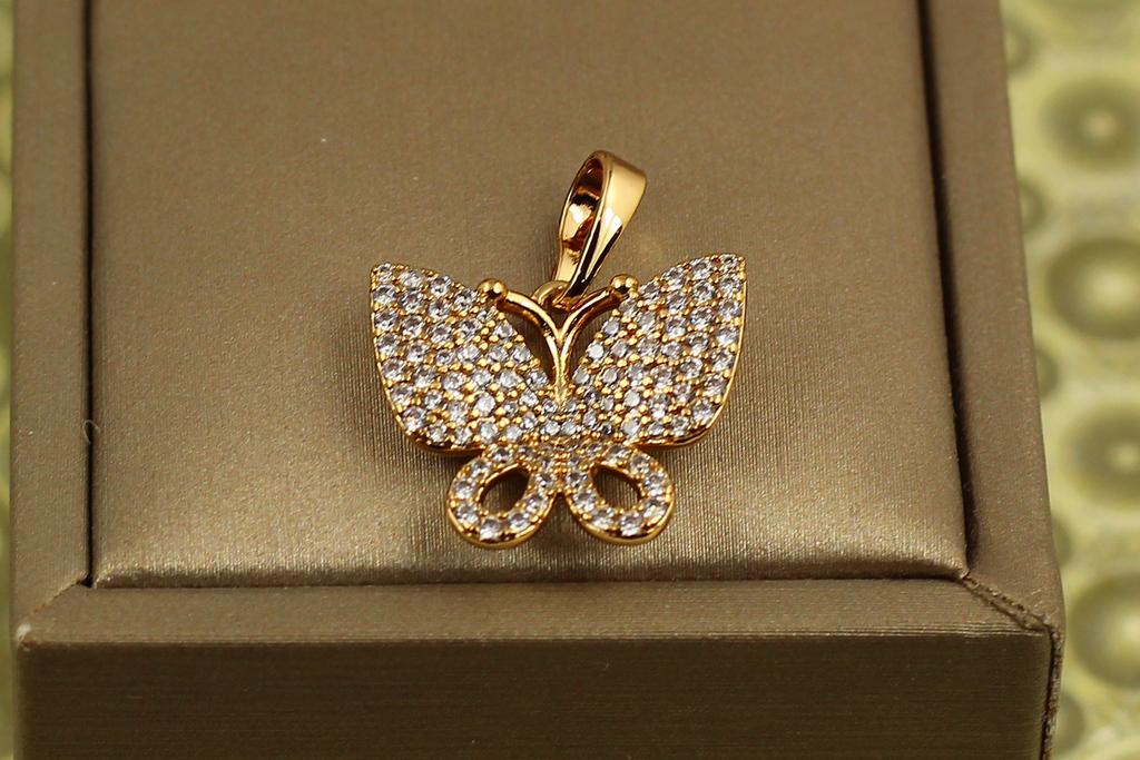 Кулон Xuping Jewelry бабочка с мелкими фианитами 1,6 см Золотистый (30111320)