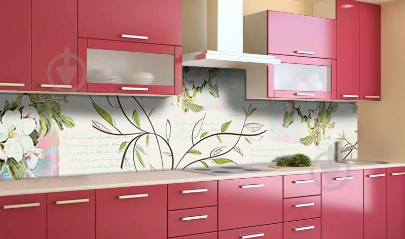 Скинали на кухню Zatarga "Цветы яблони Ветви" 600х2500 мм виниловая 3Д наклейка кухонный фартук Z181749 Скинали на кухню Zatarga "Цветы яблони Ветви" 600х2500 мм виниловая 3Д наклейка кухонный фартук Z181749