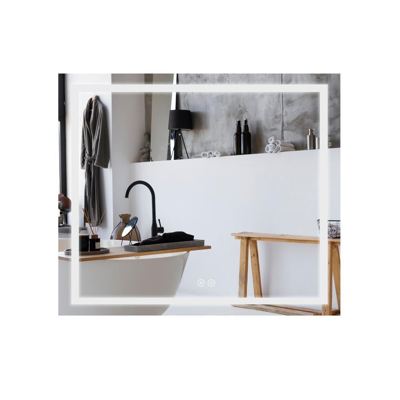 Зеркало для ванной комнаты Qtap Mideya LED-подсветка Touch/антизапотевание/димер/регулировка яркости 800х700 мм (QT2078NCF8070W)