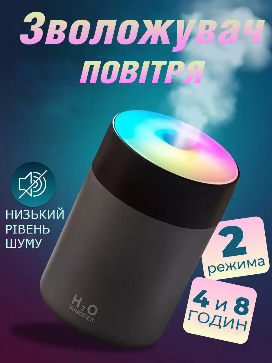 Зволожувач повітря ультразвуковий UKC Humidifier H2O з RGB підсвічуванням 300 мл Сірий (1992L) - фото 2