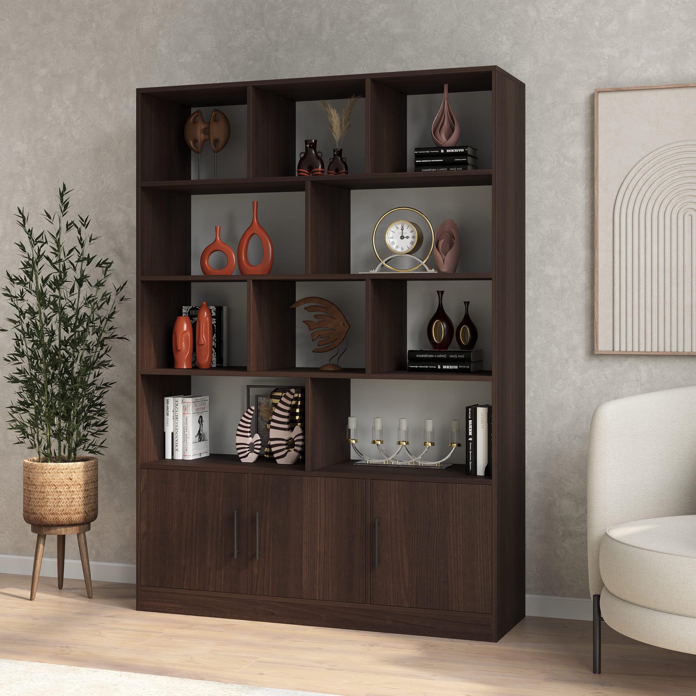 Шафа-стелаж на 3 двері з відкритими полицями Венге (380759)