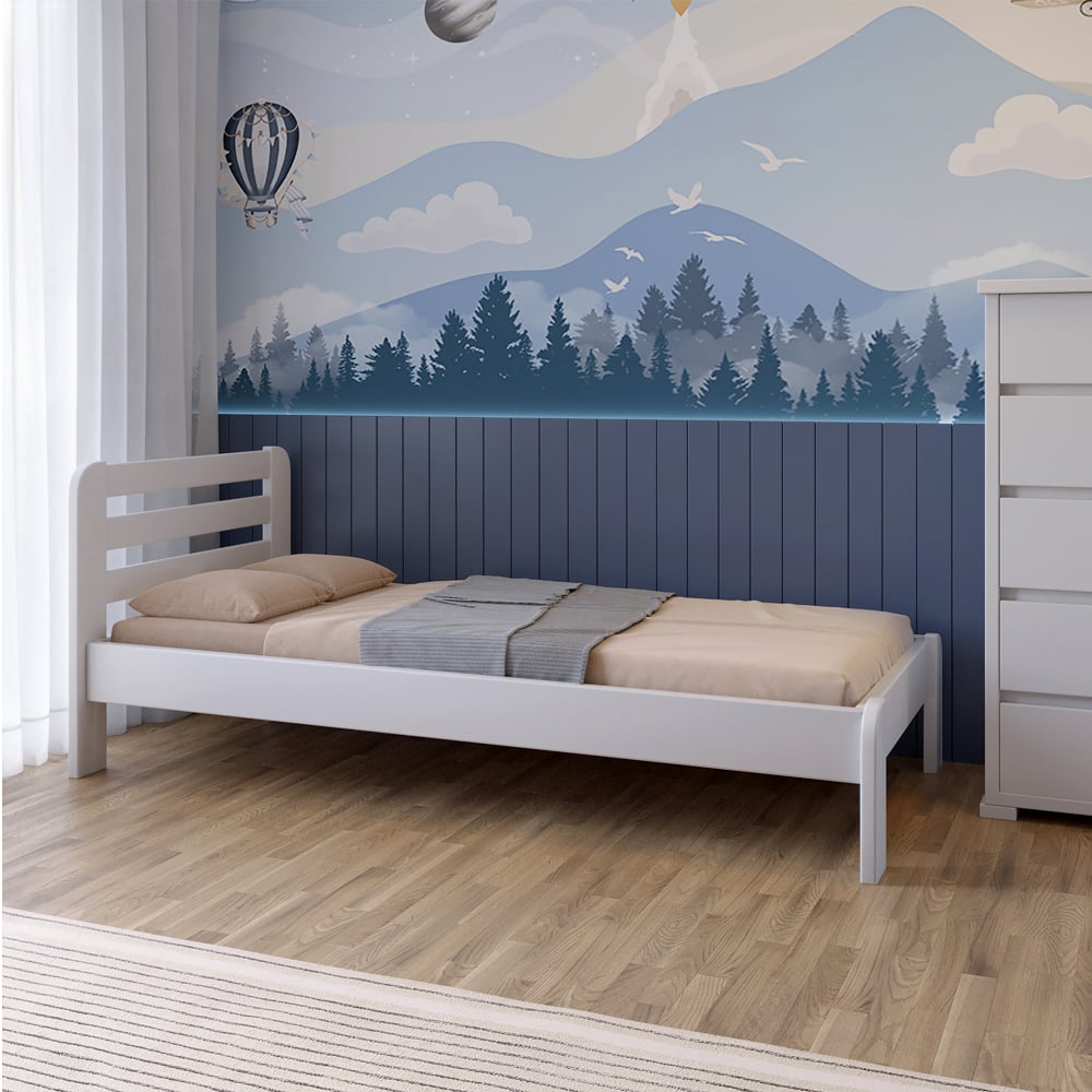 Кровать детская деревянная Mebigrand Ливия 80x200 см RAL9003 Белый (MBG-2674)
