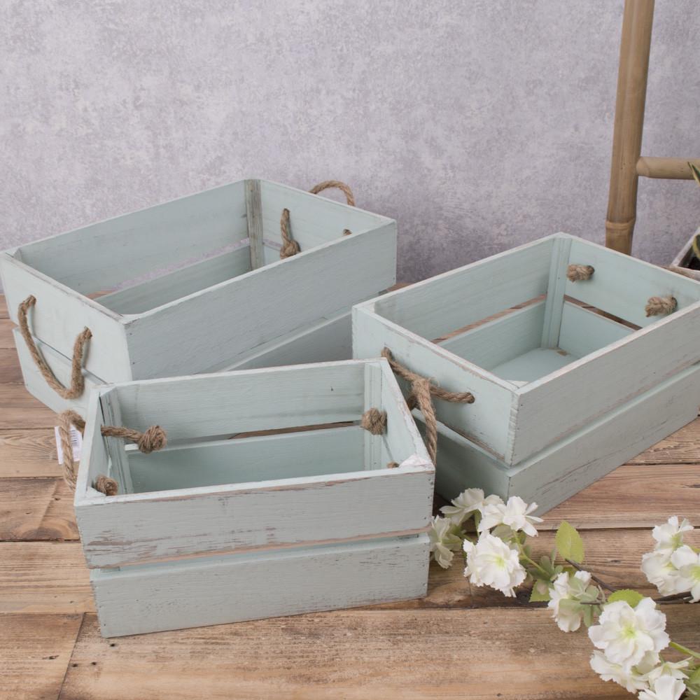Набор деревянных ящиков 3 шт. Голубой (595-1)