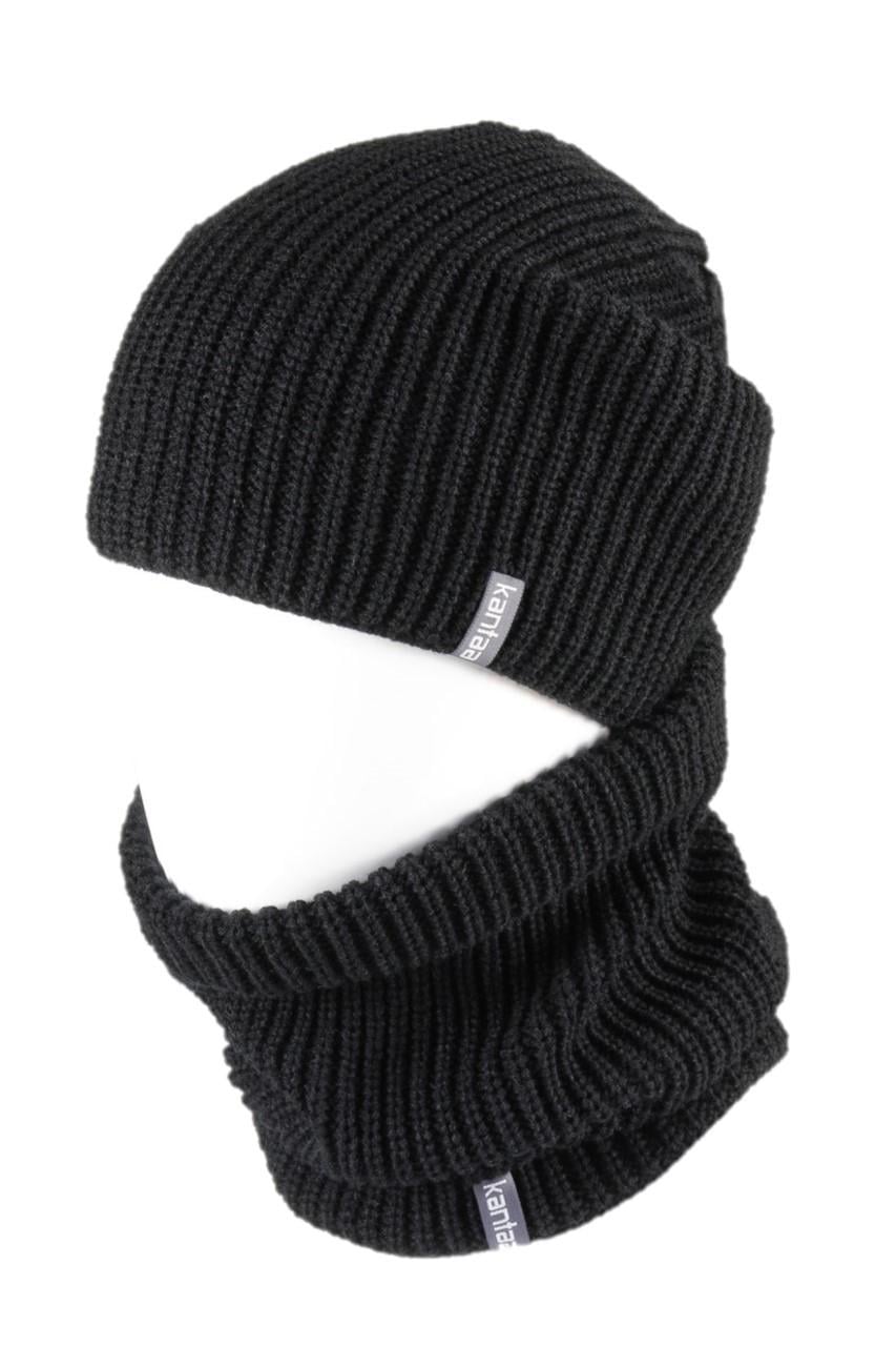 Вязаная шапка Кahta с Buff снуд унисекс Черный (OC-076)