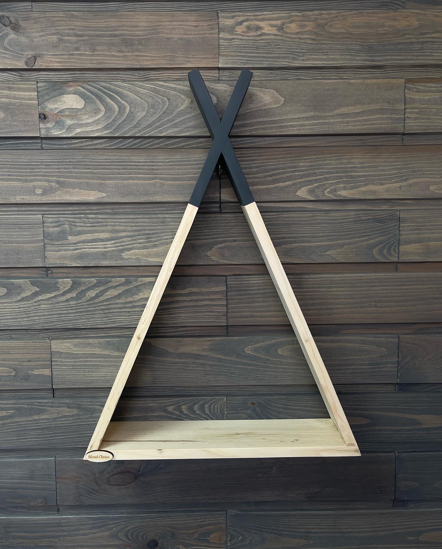 Настінна поличка вігвам 48х35х8см Дерево/Графіт - фото 1