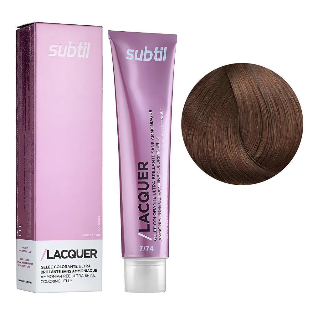 Краска гелевая безаммиачная для волос Subtil Lacquer 7.74 Блондин коричнево-медный 60 мл