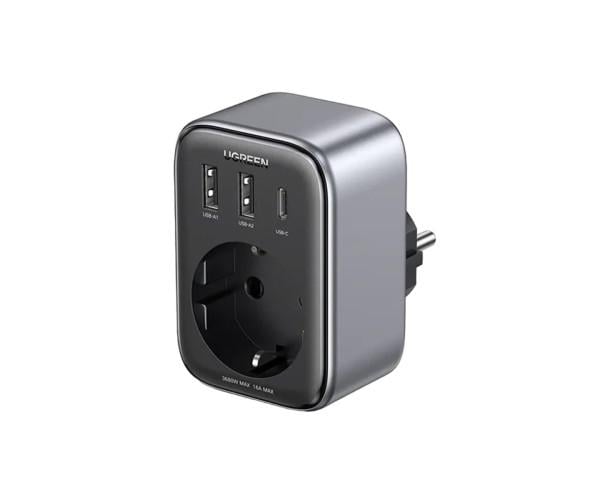 Зарядное устройство сетевое UGREEN CD314 30W Outlet Extender EU 2A 1C Black