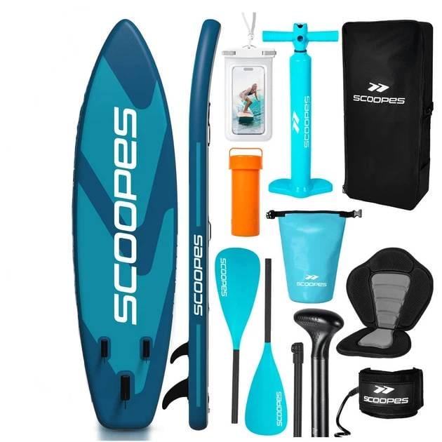 Доска надувная Scoopes Velo SUP 320 см 2в1 и каяк с веслом/сидением/насосом и комплектом аксессуаров (320)