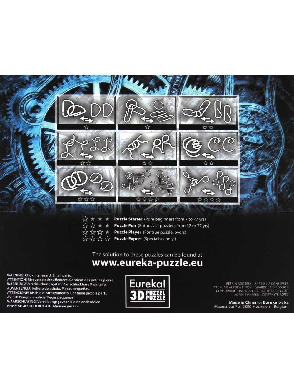 Набір металевих головоломок Eureka 9 Steampunk Puzzles Gray set (473207) - фото 4