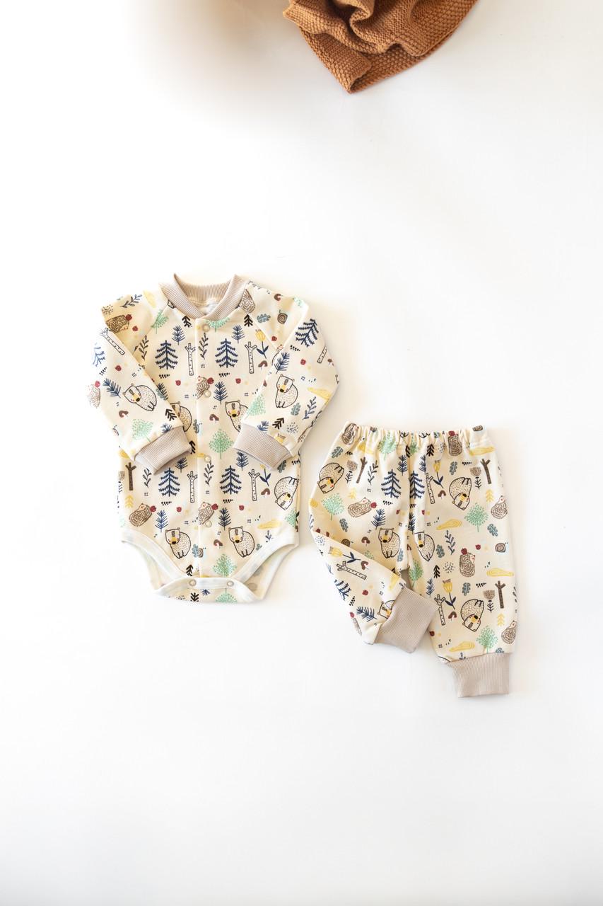 Комплект для малюків теплий Ліс бодик із начосом і штанці 86 см (2782757505)