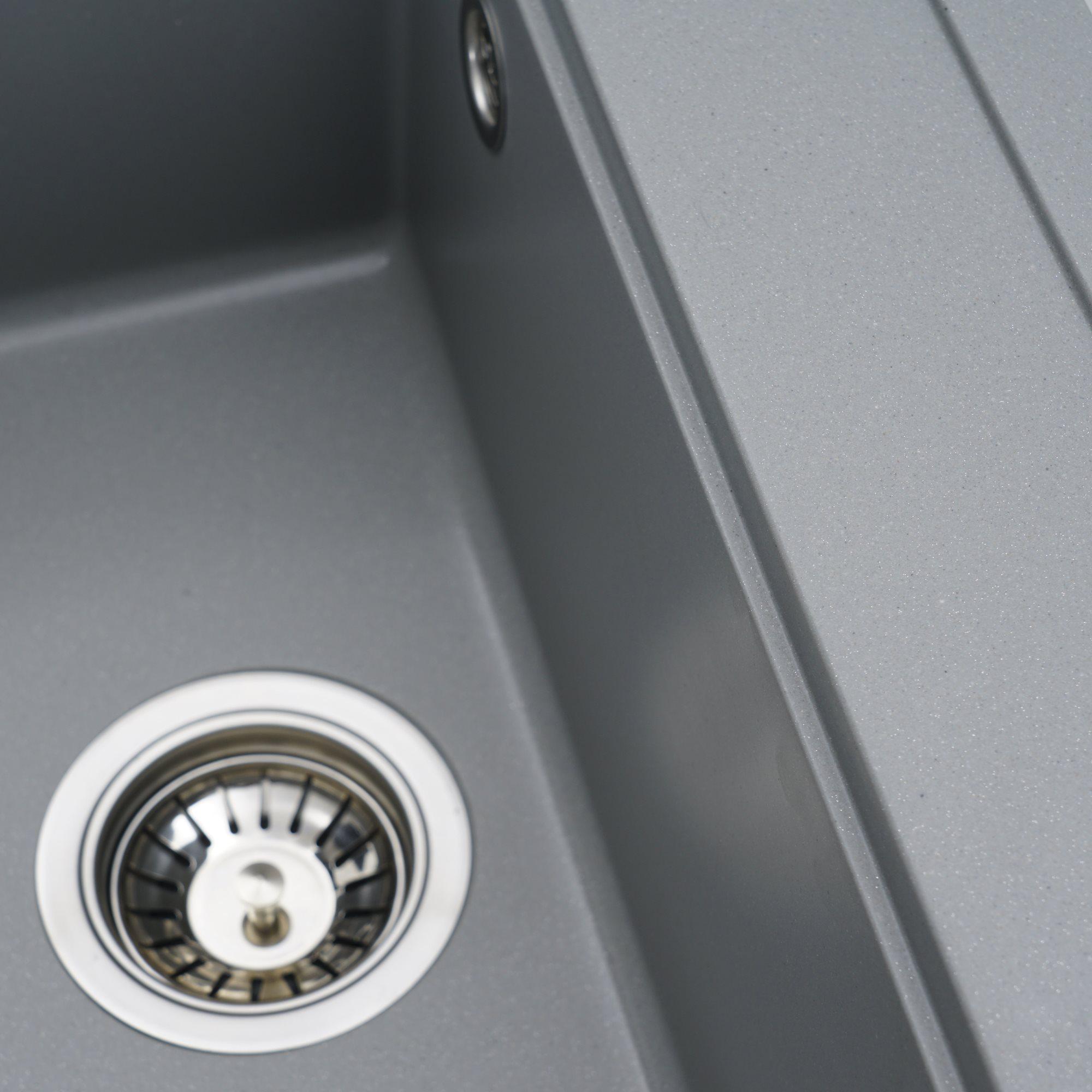 Мийка гранітна для кухні Platinum 5149 FIESTA матова Сірий металік - фото 4 Мийка гранітна для кухні Platinum 5149 FIESTA матова Сірий металік - фото 4