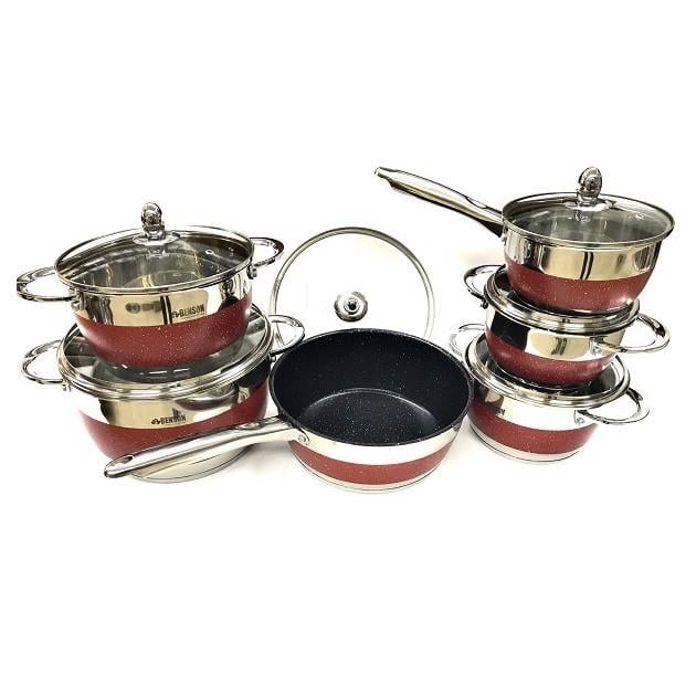 Набор кастрюль BN-294 нержавеющая сталь 12 пр. Красный (9508497)