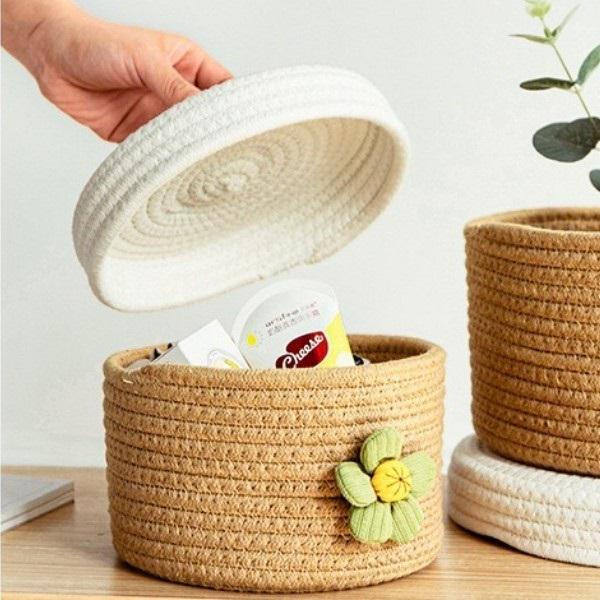 Набір органайзера з кришками 24/21/18 см Коричнево-білий (KA00881) - фото 3 Набір органайзера з кришками 24/21/18 см Коричнево-білий (KA00881) - фото 3