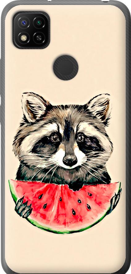 Чехол на Xiaomi Redmi 9C Енотик с арбузом (4605u-2035-42517)