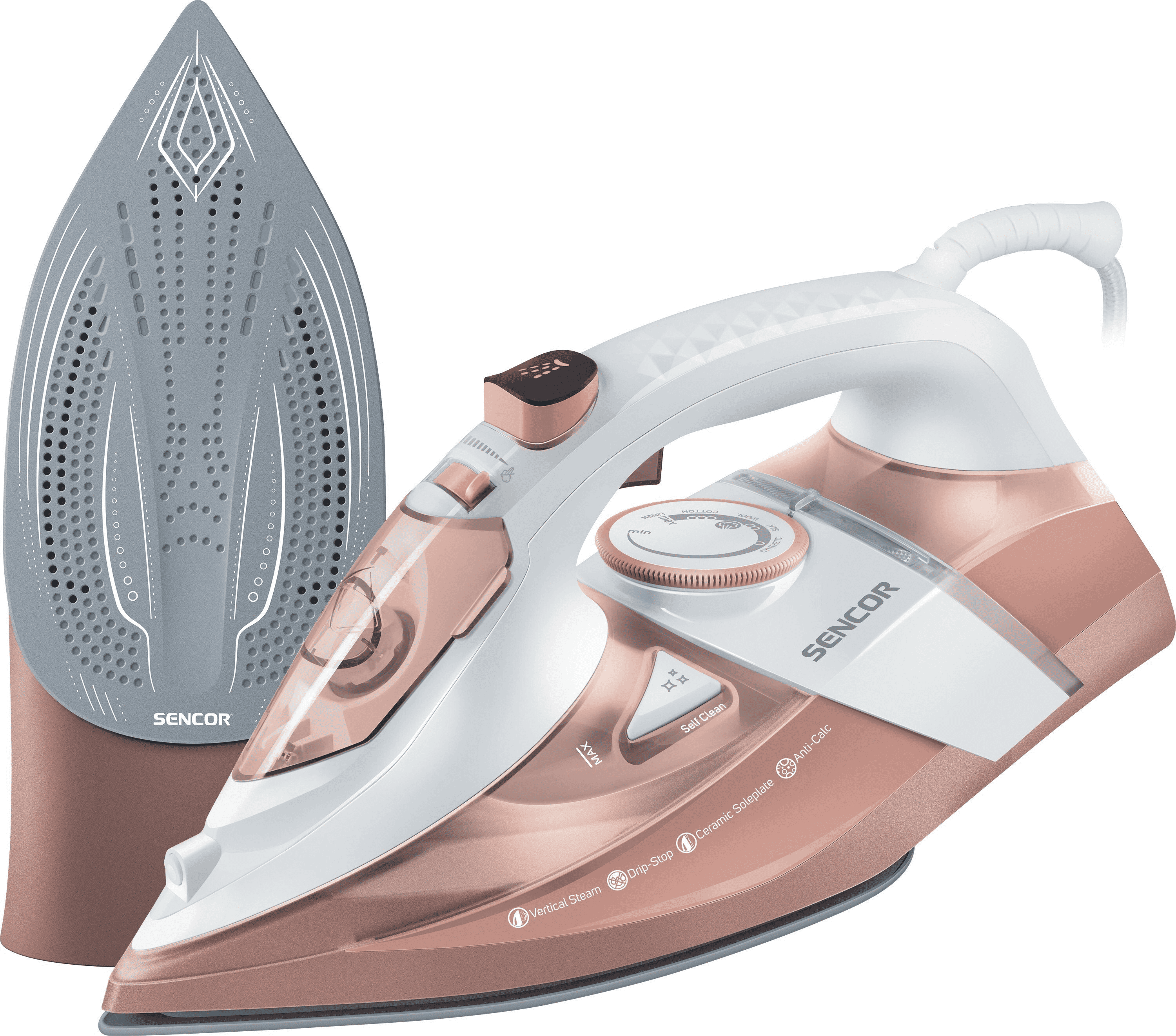 Утюг сетевой паровой Sencor SSI8300RS с керамической подошвой 3200 Вт Белый/Розовый (SSI8300RS) - фото 5