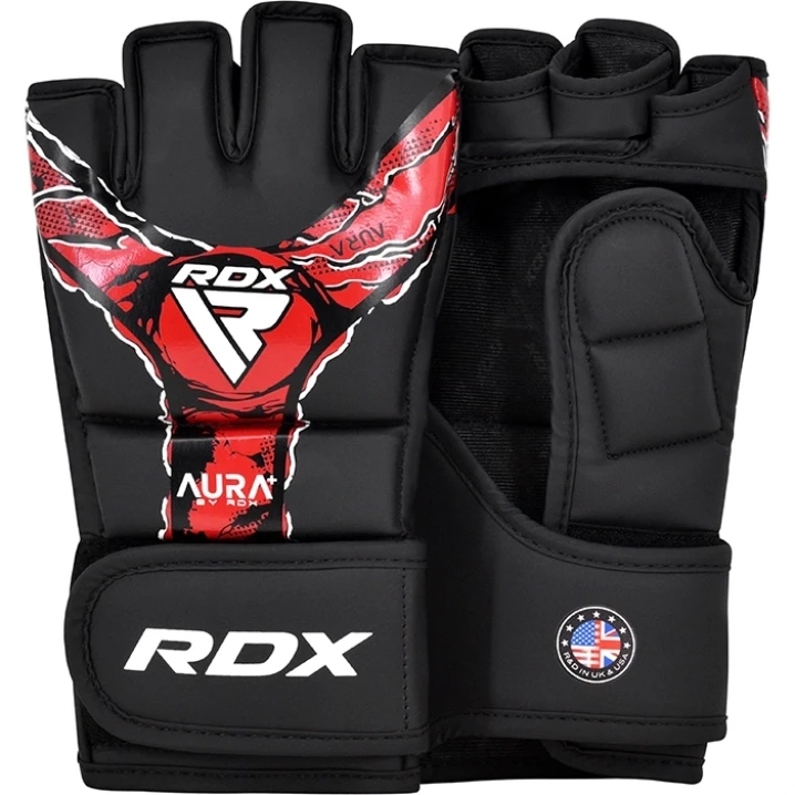 Рукавички для ММА RDX F17 New Aura Grappling Gloves S Чорно-червоний (2977526345)