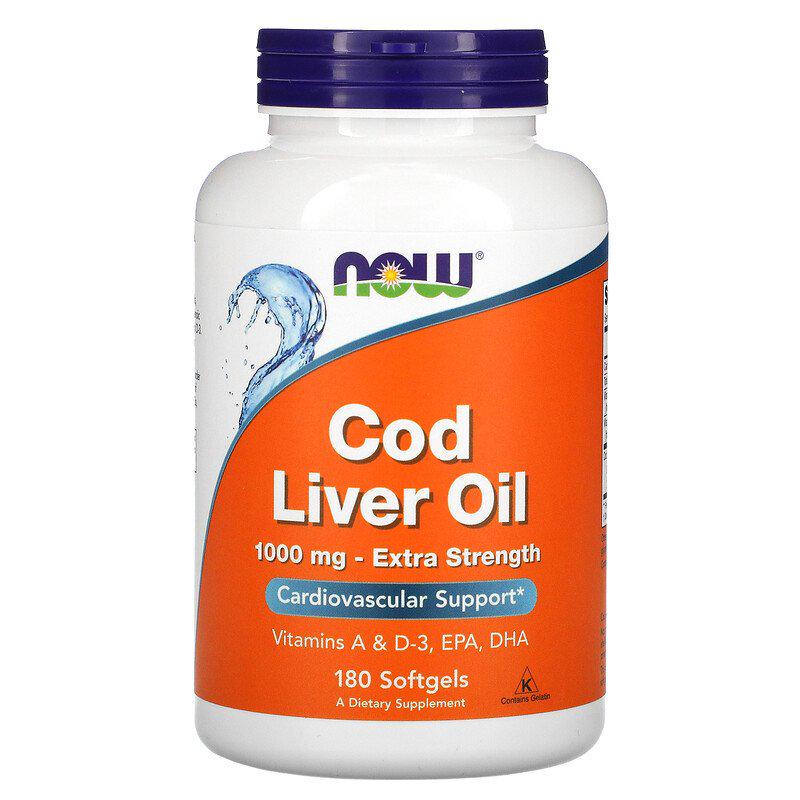 Жир из печени трески NOW Foods Cod Liver Oil 1000 мг 180 Softgels