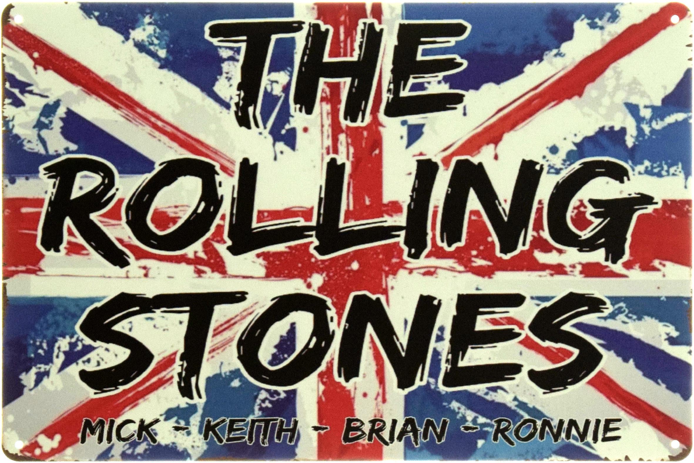 Табличка металлическая "The Rolling Stones Mick – Keith – Brian – Ronnie" 20x30 см (ms-104565)