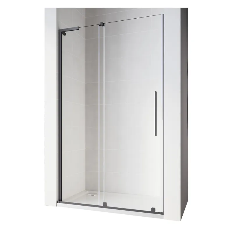 Двері в нішу розсувні KOER SR SD07-120x200-L-TR-07 Walk-In прозоре скло Easy Clean 8 мм Графіт (KR5688)