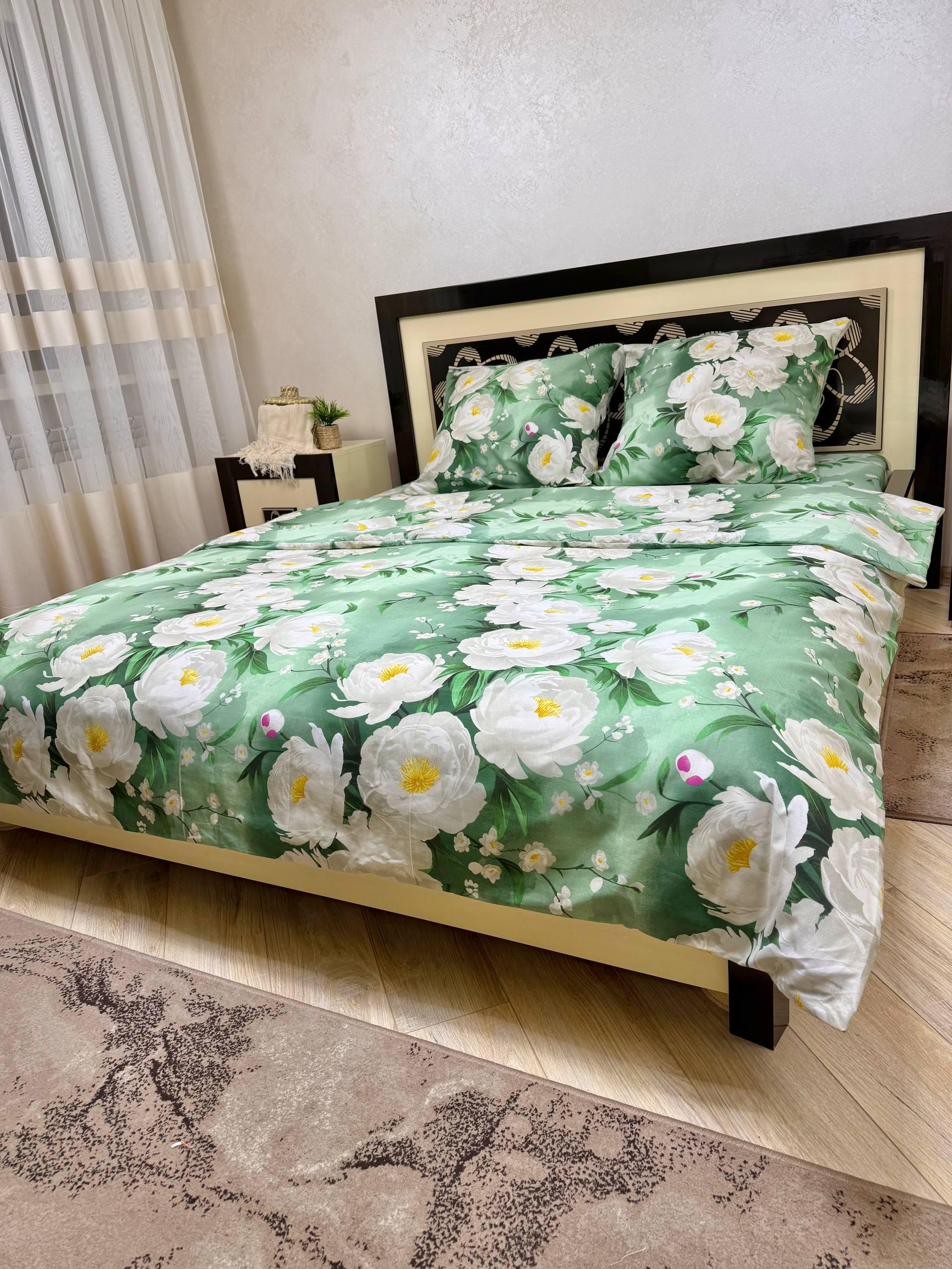 Комплект постельного белья Валихиана простыня на резинке евро 160x200х20/70х70 см Зеленый (32367796)