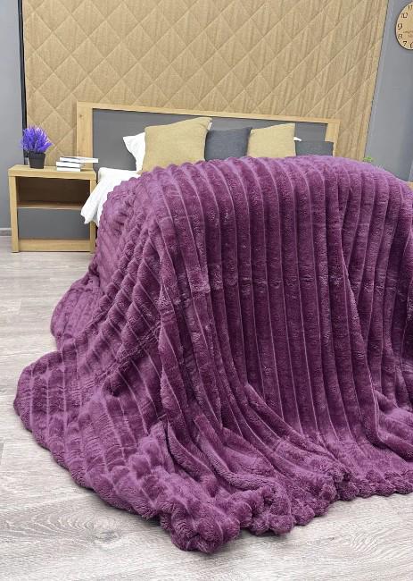 Покрывало плюш VIP Шарпей в полоску 200х230 см Сливовой (87-141) - фото 2 Покрывало плюш VIP Шарпей в полоску 200х230 см Сливовой (87-141) - фото 2