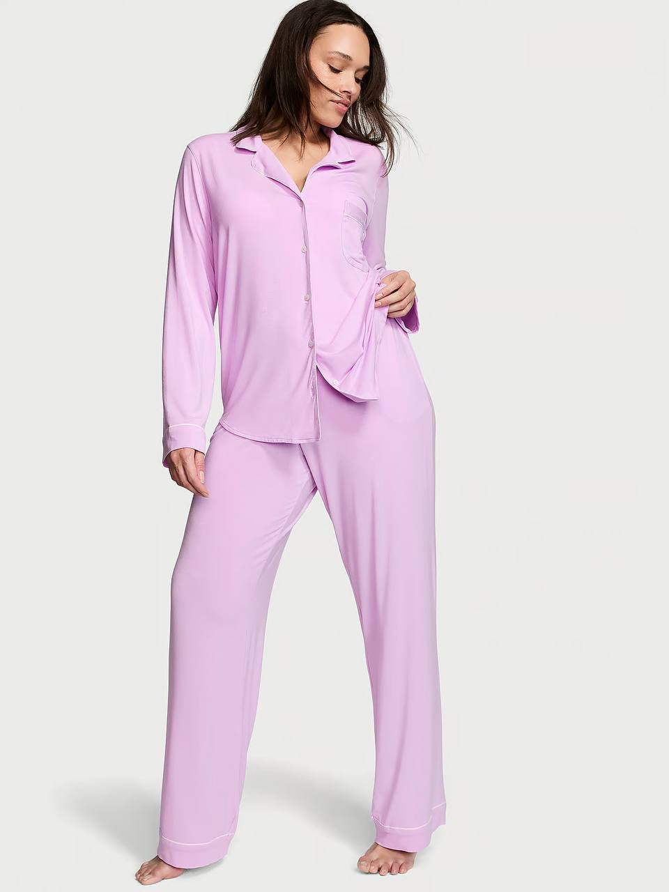 Піжама жіноча Victoria's Secret Modal Long Pajama Set модалова L Фіолетовий (22415222)