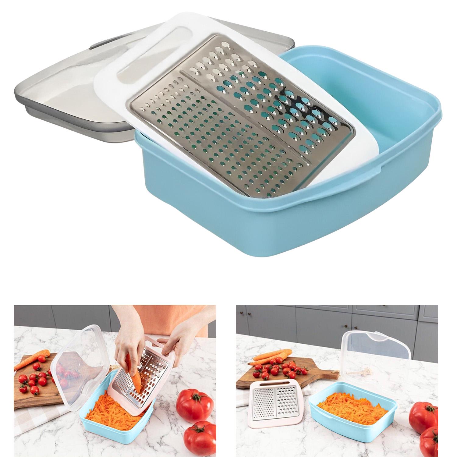Тертка для кухні Gondol Plastic з контейнером та кришкою 21х17х7,5 см Блакитний (85315) - фото 8
