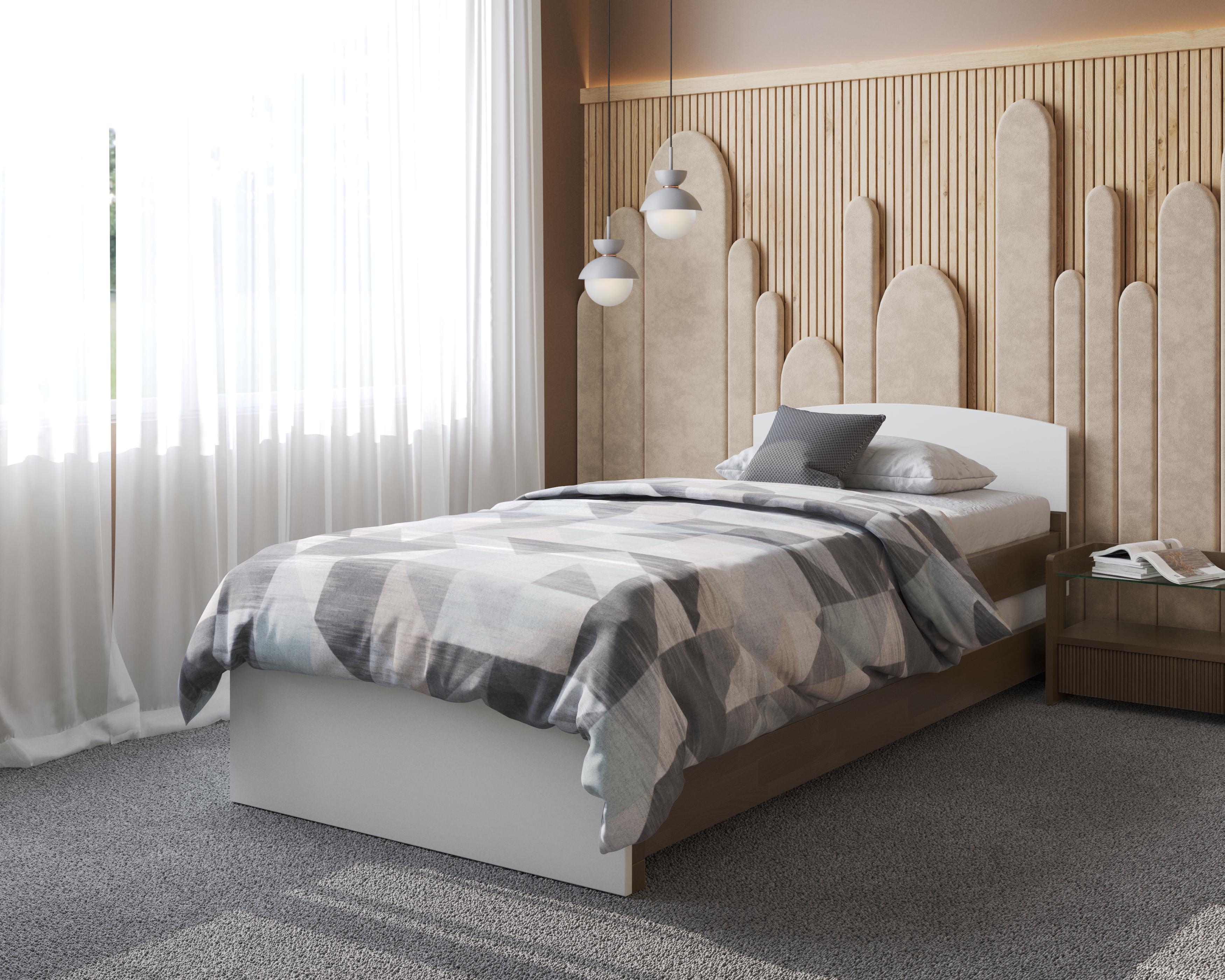 Кровать односпальная Arbor Drev Дуэт 2в1 с основанием натуральное дерево бук 90х200 см Орех/Белый (47135)