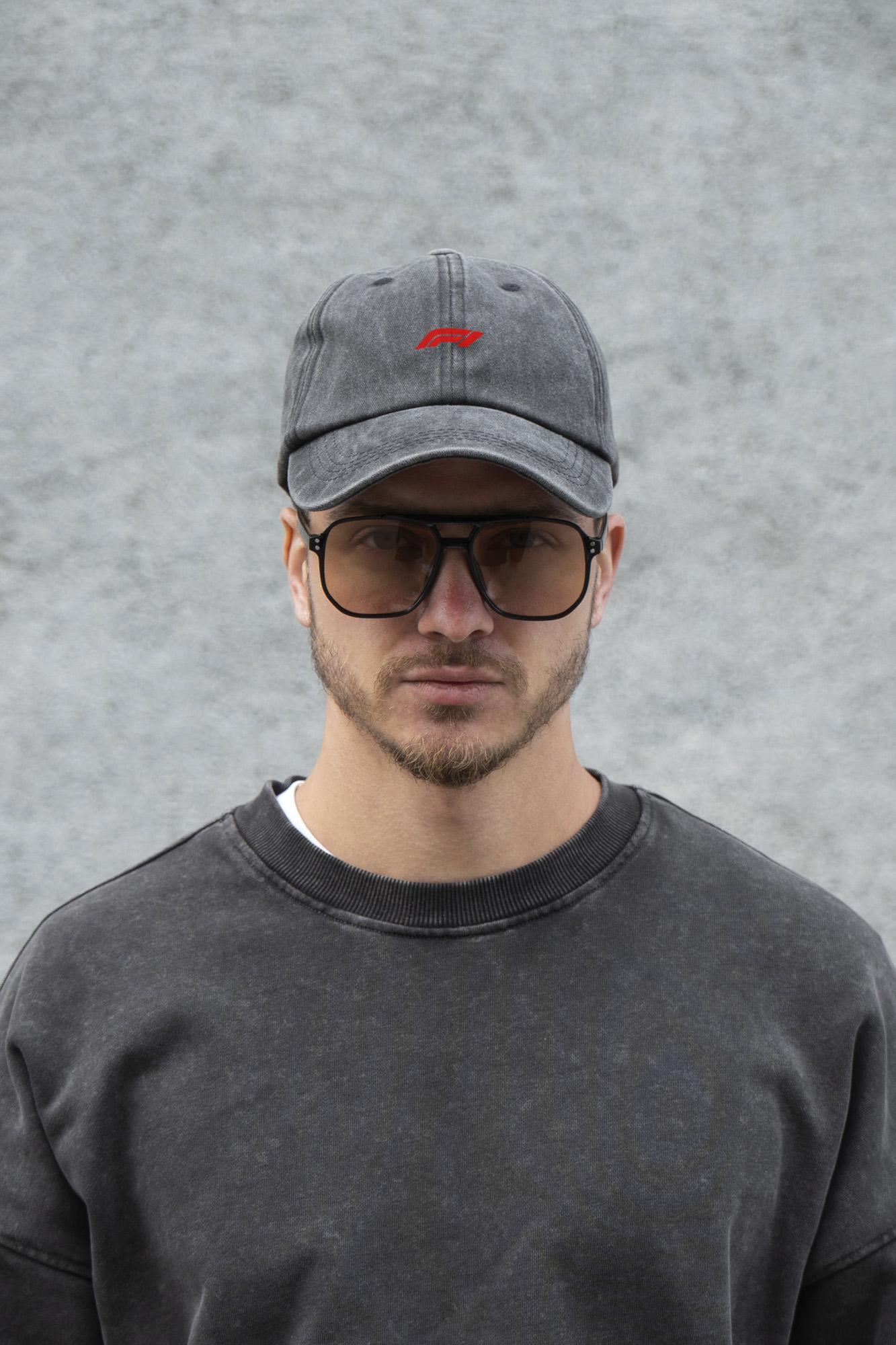 Бейсболка мужская Vintage Without с принтом F1Red Black (8049853)