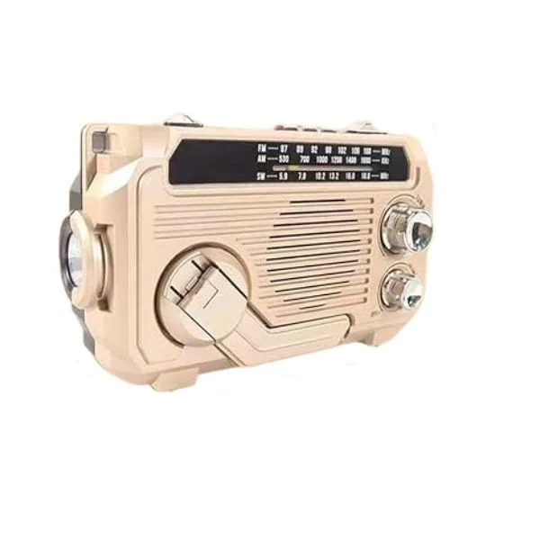 Портативный ретро-радиоприемник FM/AM с фонариком и аккумулятором металлический корпус (C02277)