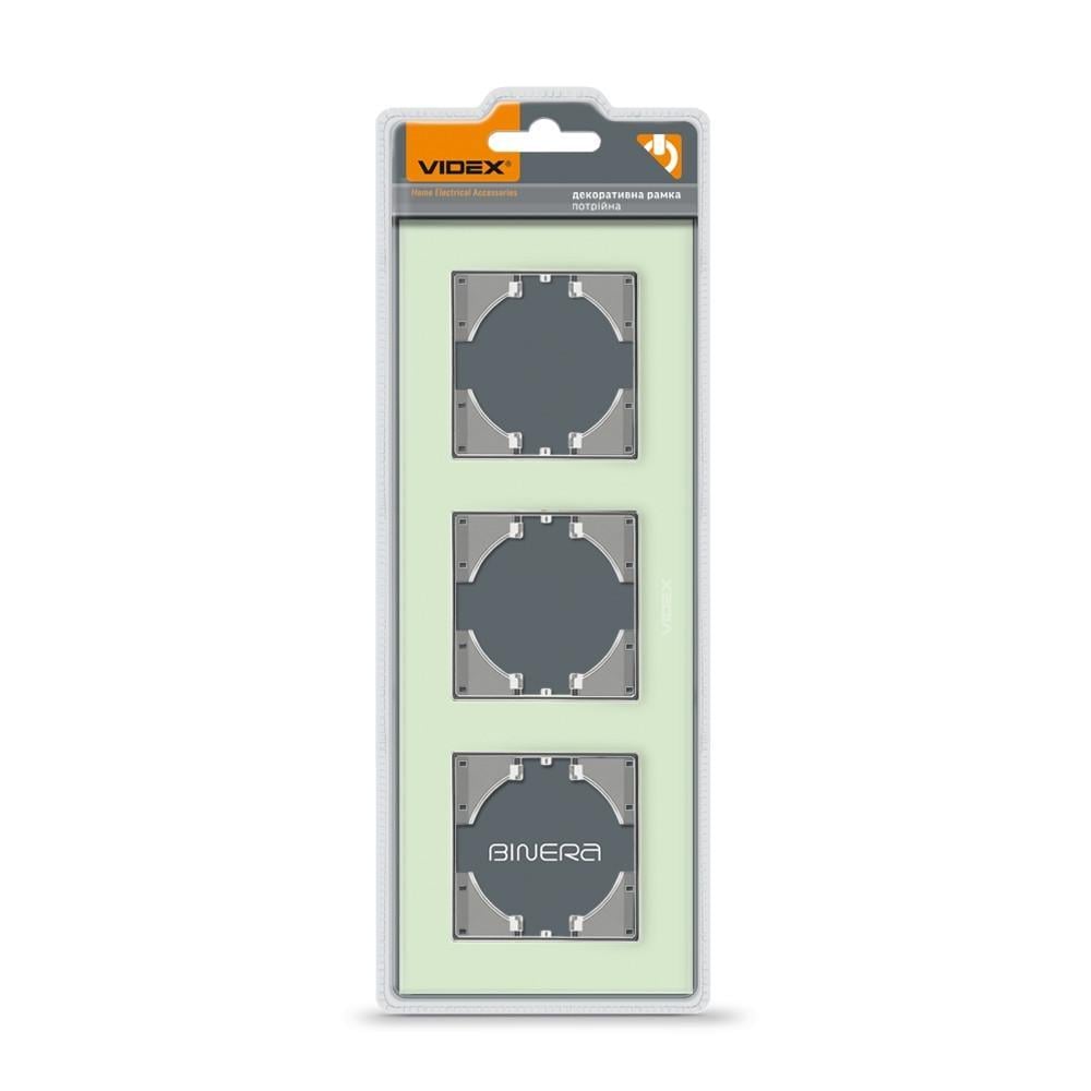Рамка стеклянная горизонтальная Videx Binera VF-BNFRG3H-GR Рамка стеклянная горизонтальная Videx Binera VF-BNFRG3H-GR